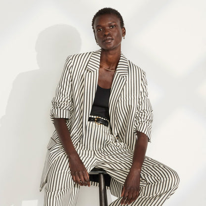 The Oversized Blazer in Buttersmooth | Ombre Stripe