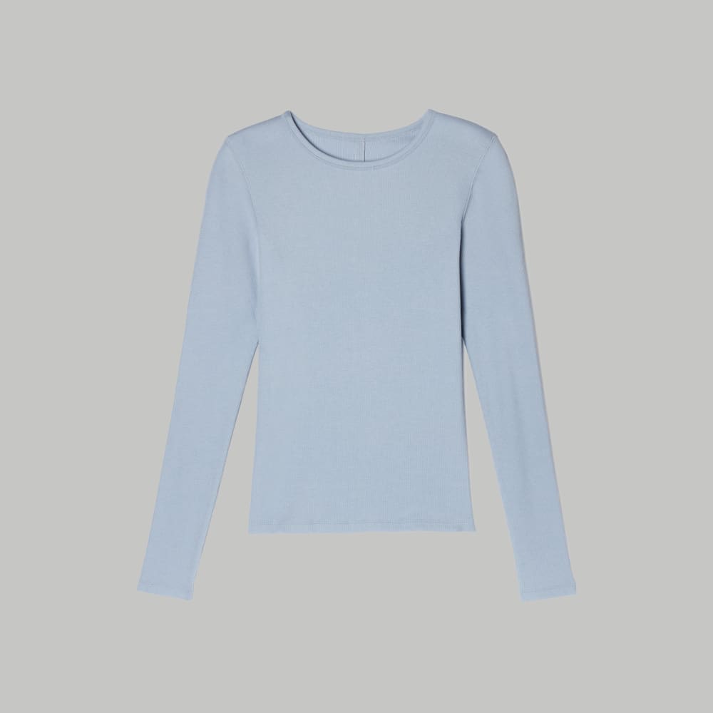 The Pima Micro-Rib Long-Sleeve Crew | Mist