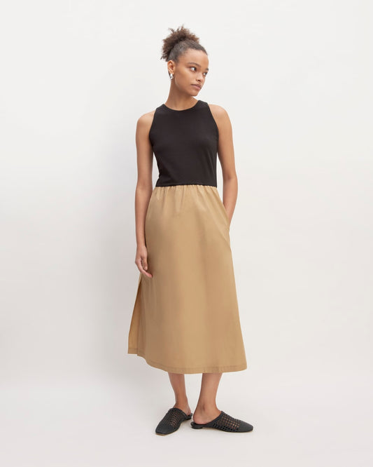 The Supima® High-Neck Riviera Dress | Black / Tiger's Eye