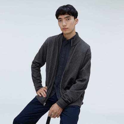 The No-Sweat Full Zip Sweater | Heather Ash