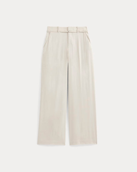 Wide-Leg Belted Pant in Stretch Linen | Birch | Regular