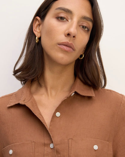 The Daytripper Dress in Linen | Carob Brown
