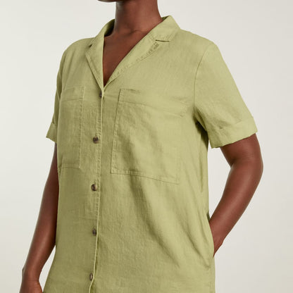 The Linen Workwear Dress | Leek