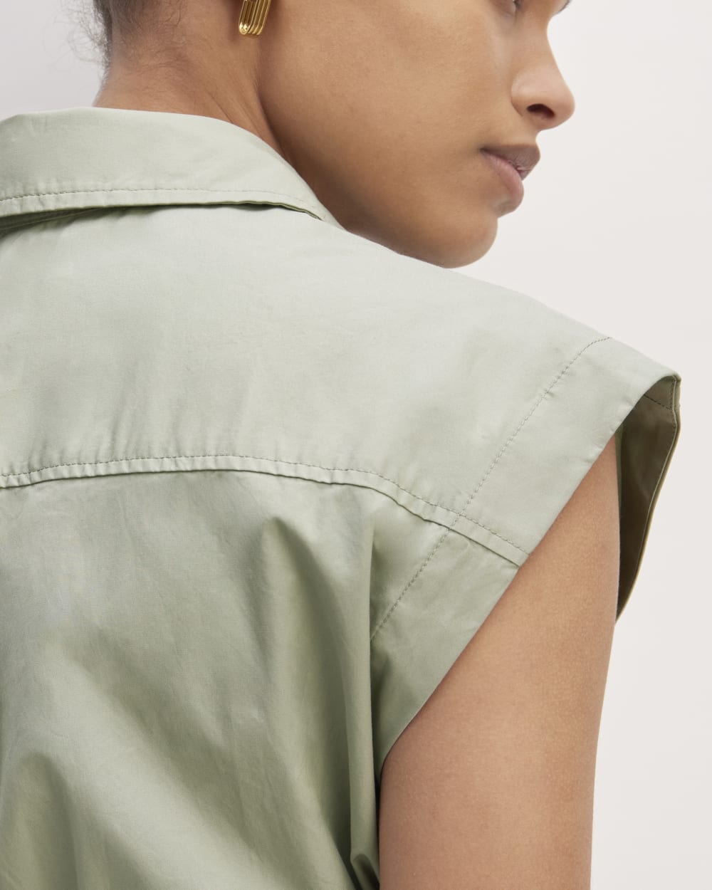 The Supima® Cotton Short-Sleeve Shirt Dress | Sage Green