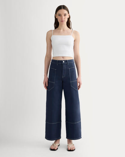 The Seamed Top in Stretch Linen | White