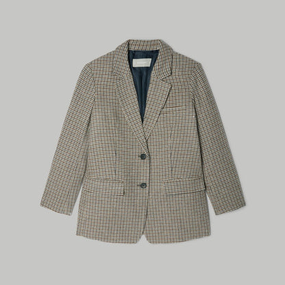 The Oversized Blazer in Wool | Pewter Houndstooth
