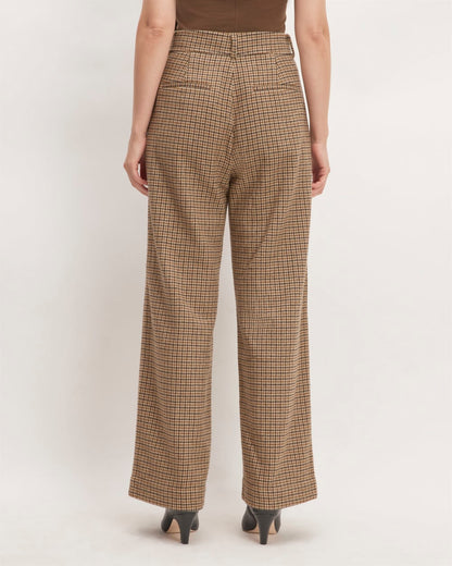 The ReWool® Way-High Drape Pant | Camel Houndstooth