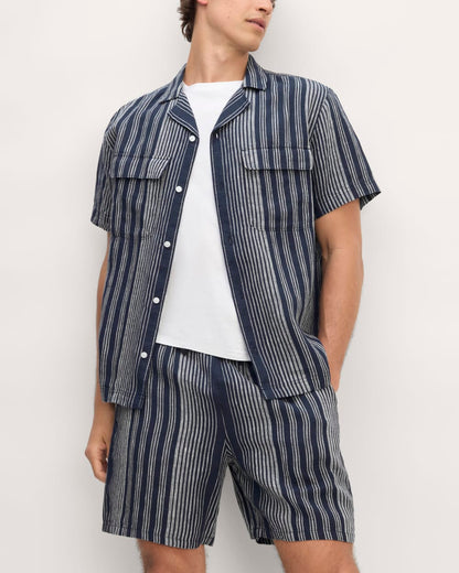 The Resort Shirt in Linen | Navy / Bone