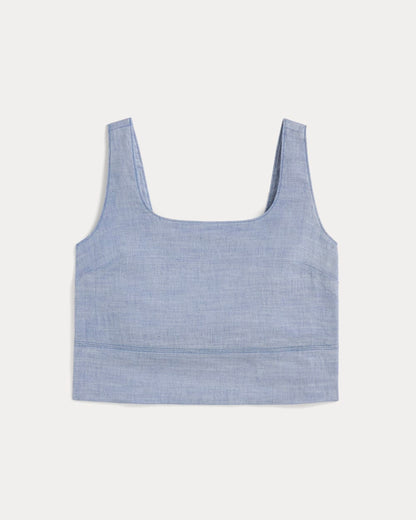 The Square Tank in Stretch Linen | Chambray