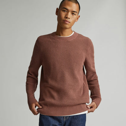 The No-Sweat Ribbed Crew | Carob Brown