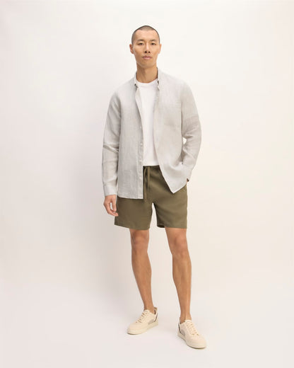 The Classic Shirt in Linen | Stone / White