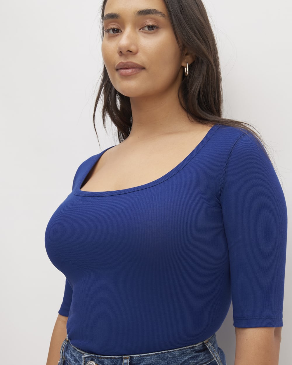 The Luxe Rib Scoop-Neck Tee | Bellwether Blue