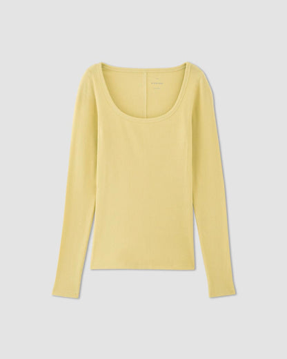The Luxe Rib Long-Sleeve Scoop-Neck Tee | Raffia