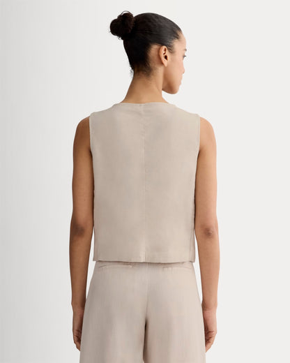 The Vest in Stretch Linen | Birch