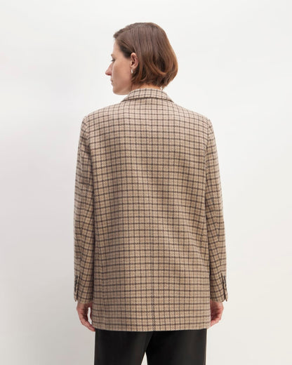The ReWool® Double-Breasted Blazer | Beige Houndstooth