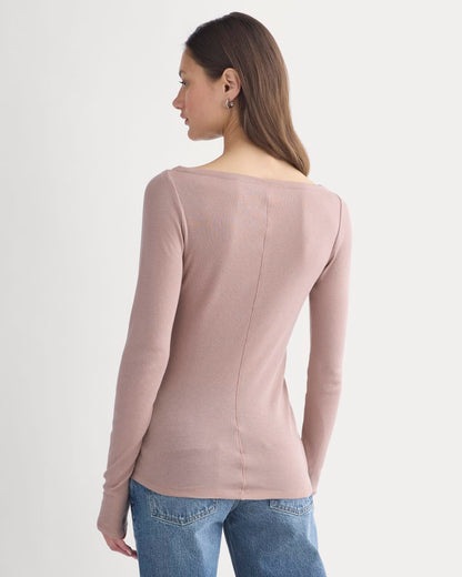 Tissue Boatneck Top | Dusty Rose