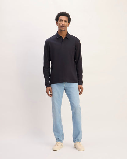 The Premium Weight Long-Sleeve Polo | Deep Navy