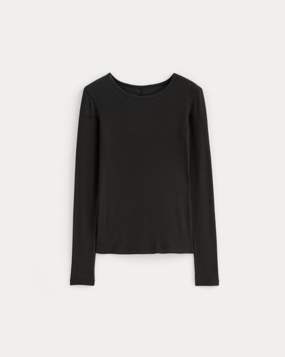 The Luxe Rib Long-Sleeve Crew | Black