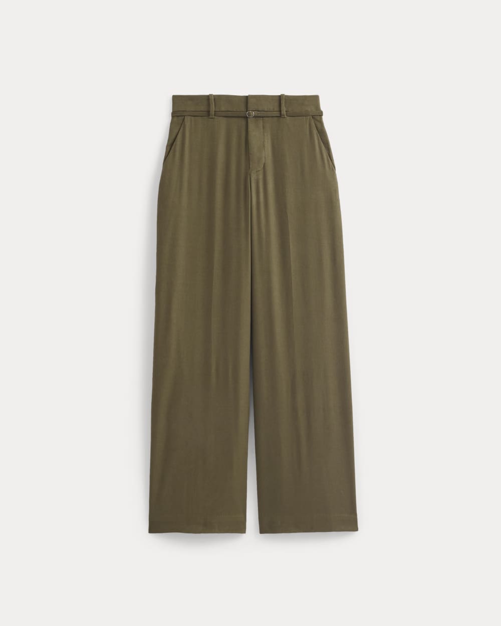 Wide-Leg Belted Pant in Stretch Linen | Beech | Regular