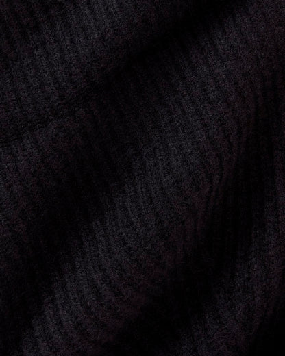 The Cashmere Fine Rib Beanie |  Black