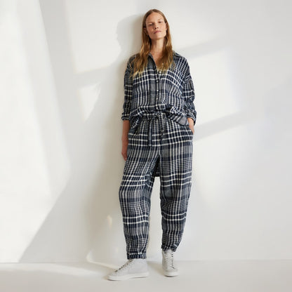 The Way-Long Linen Shirt | Canvas Tan / Navy