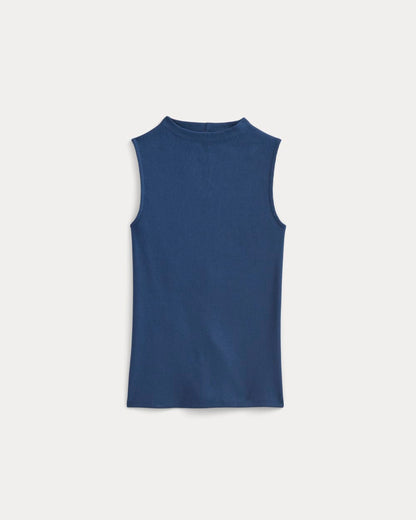 The Luxe Rib Funnel-Neck Tank | Estate Blue