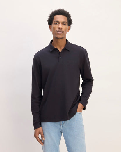 The Premium Weight Long-Sleeve Polo | Deep Navy