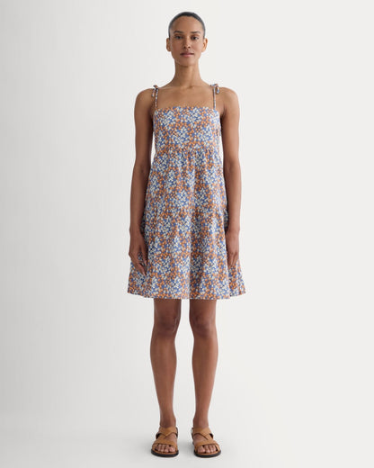 The Gauze Mini Tiered Dress | Soft Cobalt Floral