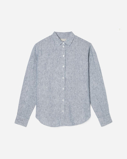 The Must-Have Shirt in Linen | Blue Pinstripe