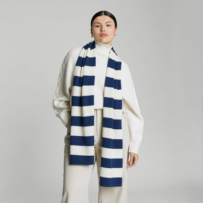 The Cashmere Scarf | Bright Navy / Bone