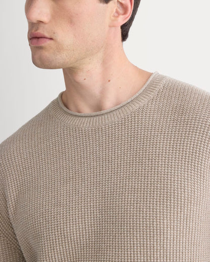 Waffle Rollneck Crew in Everyday Cotton | Heathered Oatmeal