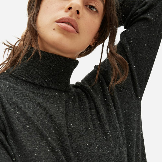 The Cashmere Turtleneck Dress | Dark Grey Donegal