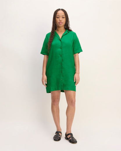 The Shirtdress in Linen | Grass Green