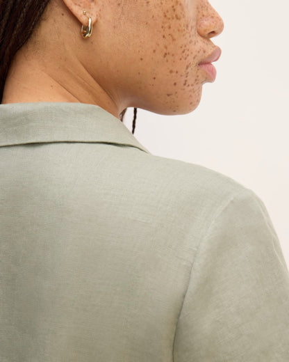 The Notch Shirt in Linen | Sage Green