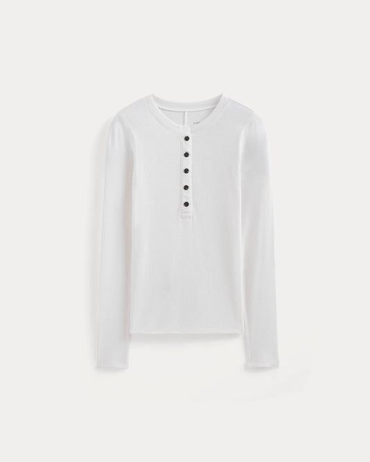 The Luxe Rib Henley | White