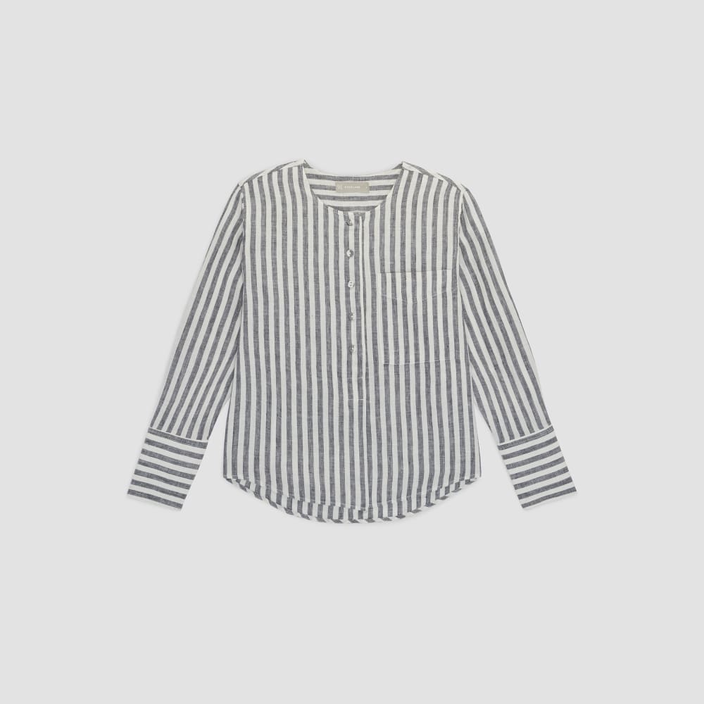 The Linen Popover Shirt | Bone/Navy