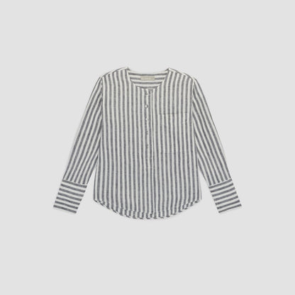 The Linen Popover Shirt | Bone/Navy