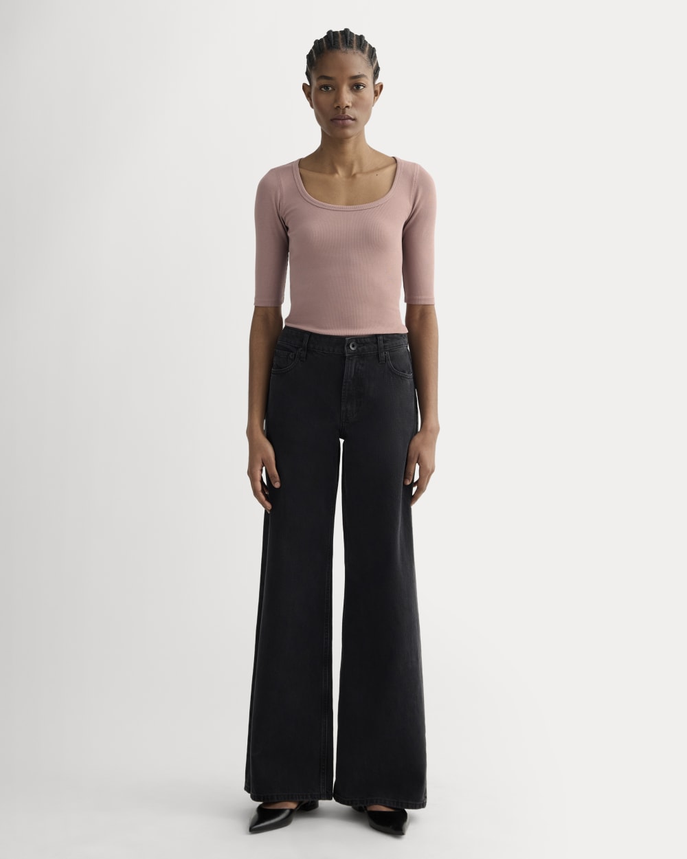 The Luxe Rib Scoop-Neck Tee | Rose Dusk
