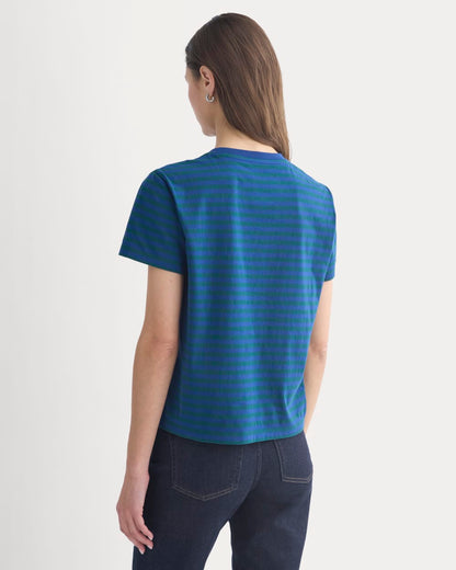 The Box-Cut Tee in Essential Cotton | Navy Peony/Dark Sea | No Pocket