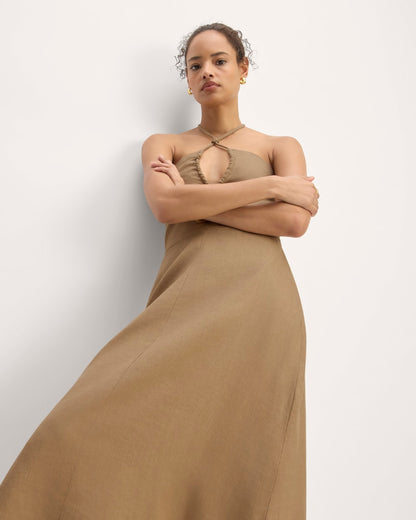 The Linen Halter-Neck Dress | Tiger's Eye