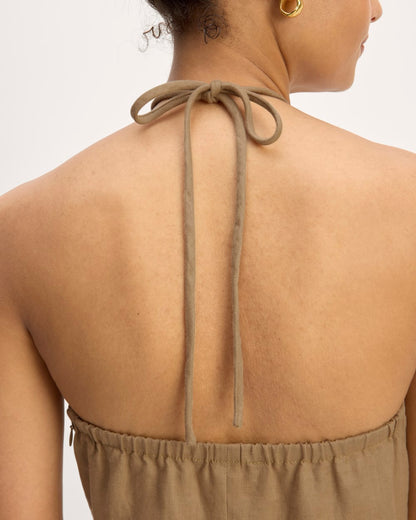 The Linen Halter-Neck Dress | Tiger's Eye