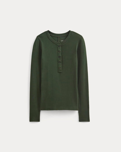 The Luxe Rib Henley | Dark Forest