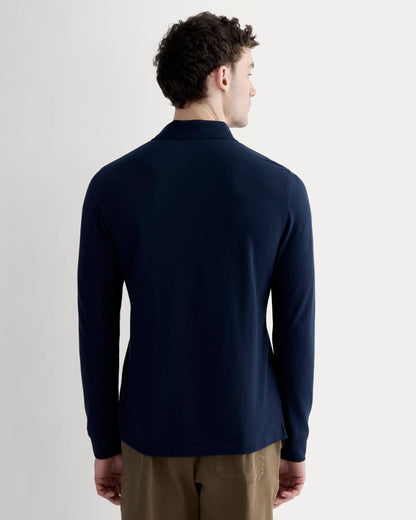 The Long-Sleeve Pique Polo | Deep Navy