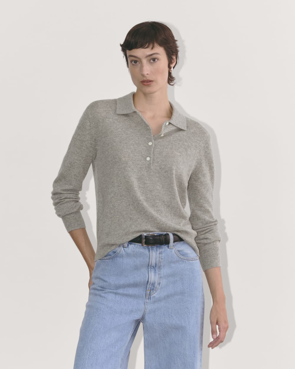 The Classic Polo in Cashmere | Light Heather Grey