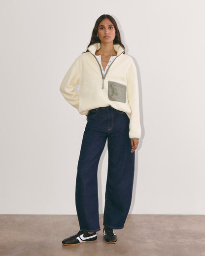 The ReNew Fleece Oversized Half-Zip | Heathered Oat