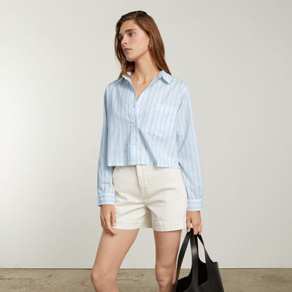 The Way-Short Shirt in Silky Cotton |  Mariner Blue / White