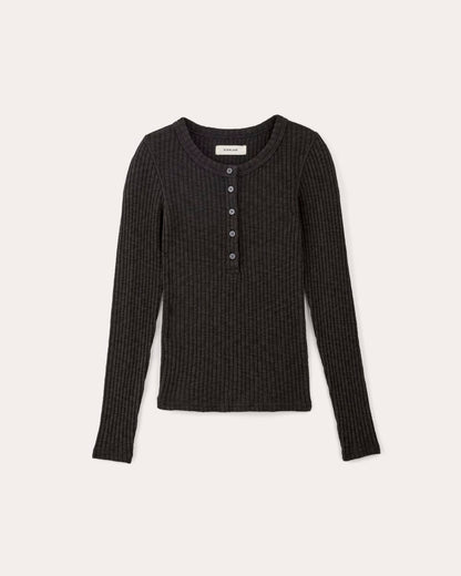 The Cozy Rib Henley | Black