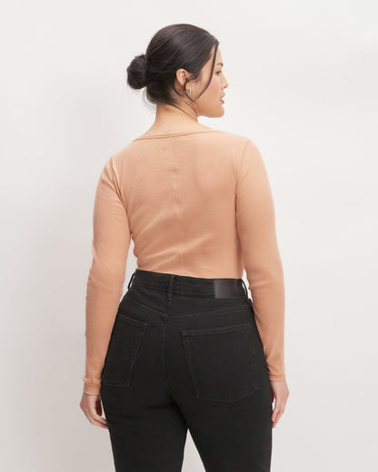 The Luxe Rib Long-Sleeve Scoop-Neck Tee | Blush Pink