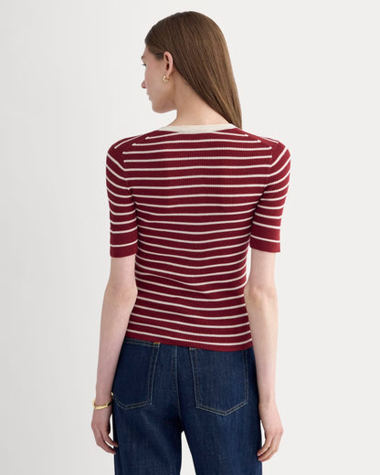 The Short-Sleeve Henley in Ultrasoft Merino | Merlot / Parchment