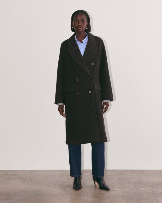 The Double-Breasted Coat in Wool | Heather Charcoal